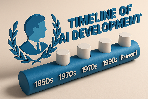 Timeline of AI development from 1950s to present