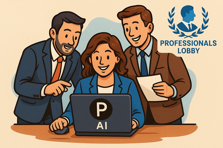 Business professionals using AI tools