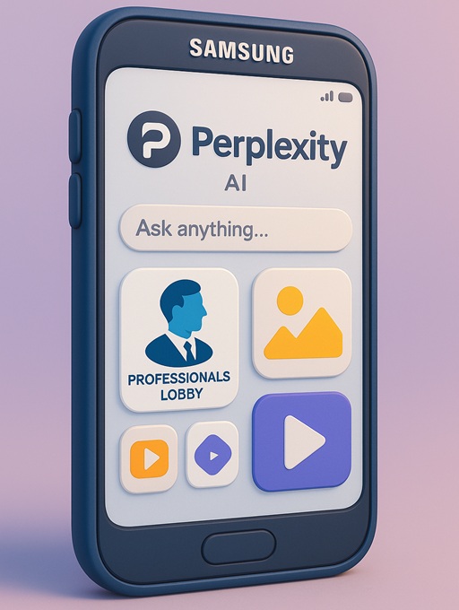 Samsung phone with Perplexity AI interface